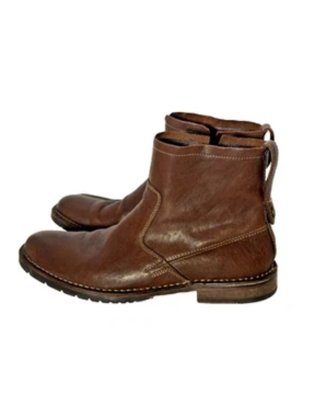 John Varvatos Star USA Driggs Men's Sz 7.5 M Brown Leather Zip Snap Ankle Boots
